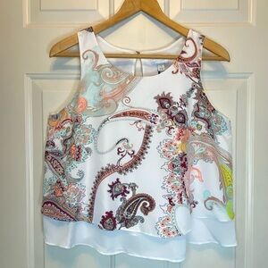 Bisou Bisou Michelle Bohbot Sz S Boho Paisley Print Sleeveless Top NWT